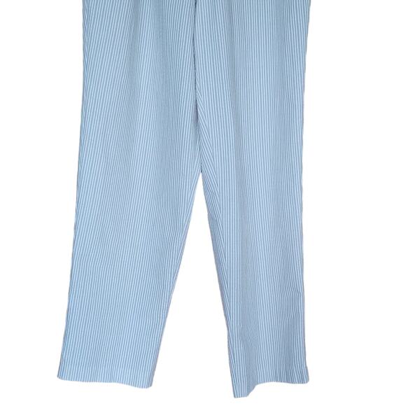 BONWORTH Pants Women's S Petite White Beige Striped Pull On Elastic Waist High - Picture 3 of 5